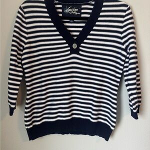 Lauren by Ralph Lauren Women's Striped Navy and White Sweater 100% cotton
